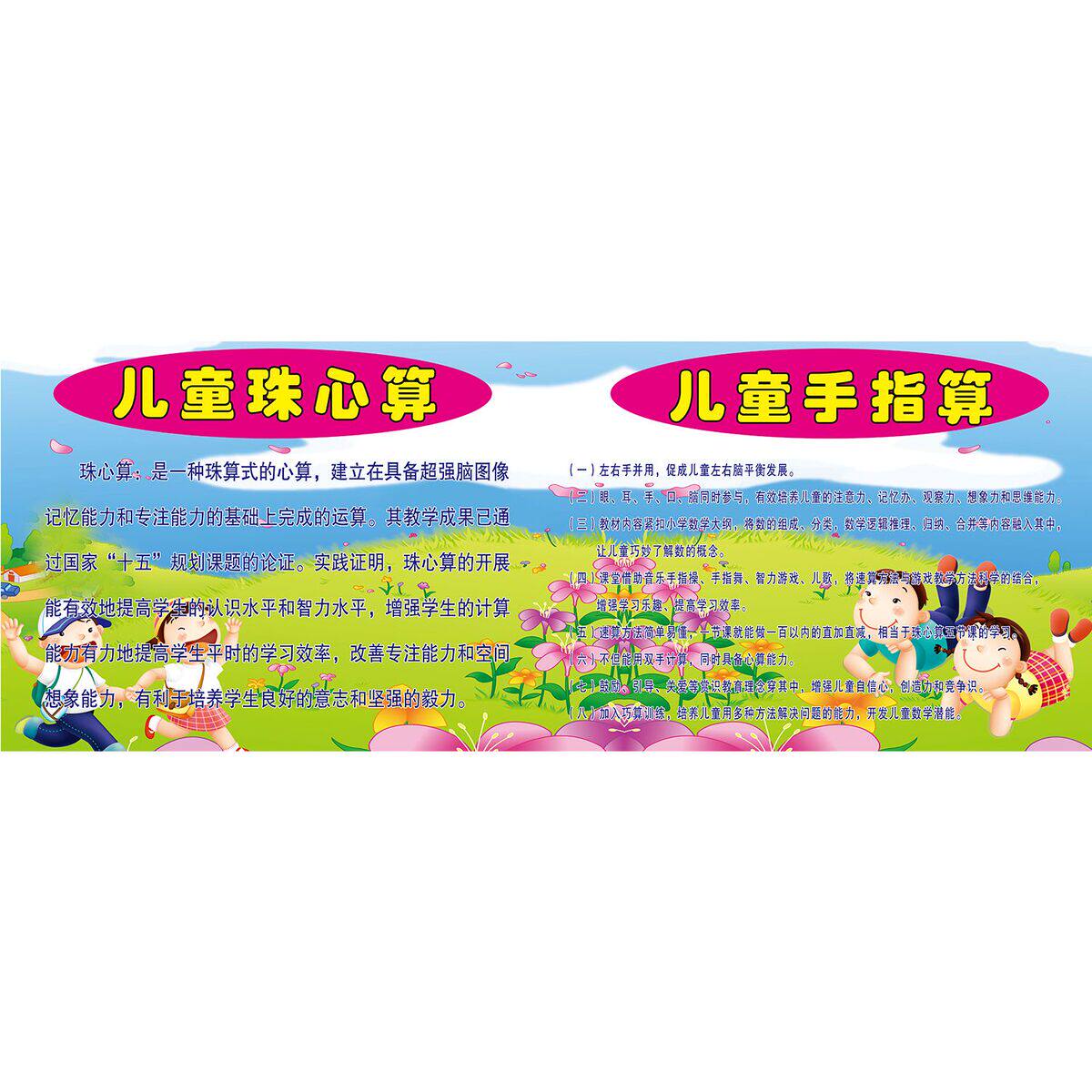 儿童珠心算儿童手指算海报展板珠心算珠心算数学让孩子大有不同