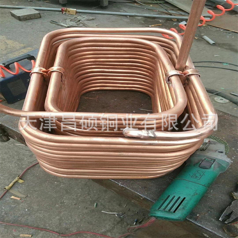 加工脱脂方管tp2紫铜铜方盘管电炉设备用换热器铜管过水不渗漏