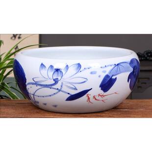 景德镇鱼缸客厅陶瓷喷泉桌面流水鱼缸小型家用循环招财鱼缸养鱼盆