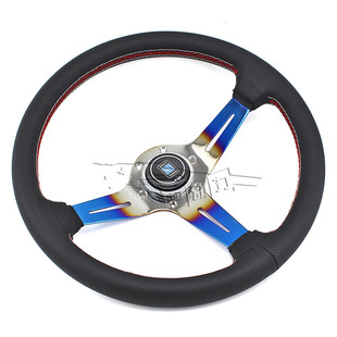 赛车真皮方向盘 ND14寸双线烤蓝转向控制器 汽车改装 方向盘