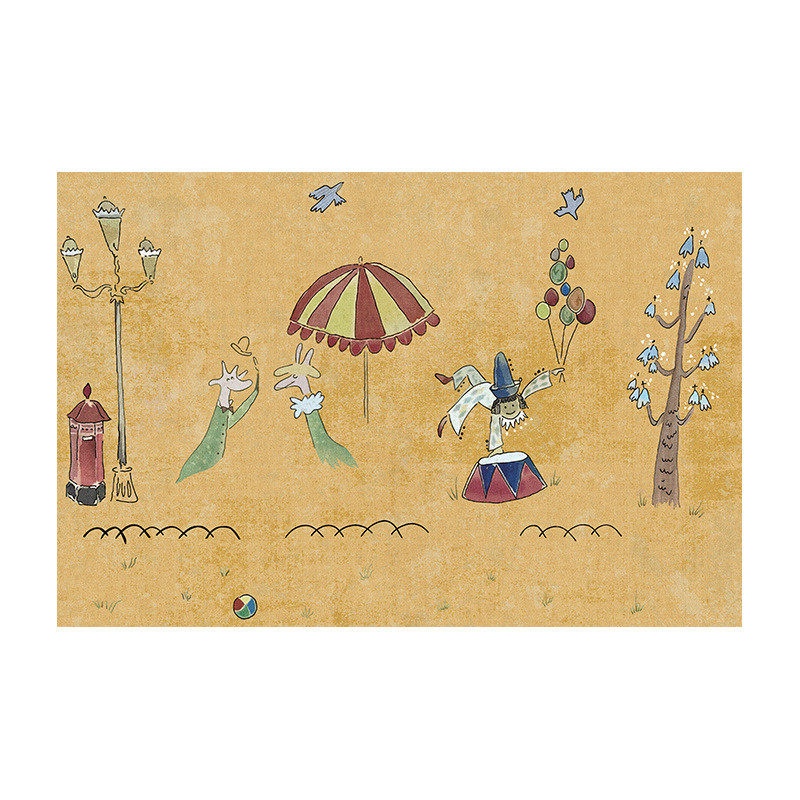 中古风《童话游乐园》古典油画风格儿童房客厅卧室地毯游戏地垫厚