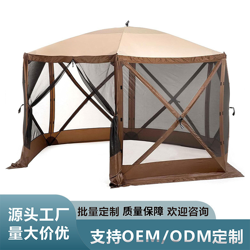 户外免搭建六角多人 防晒防蚊露营蒙古包帐篷 帐篷网纱帐篷