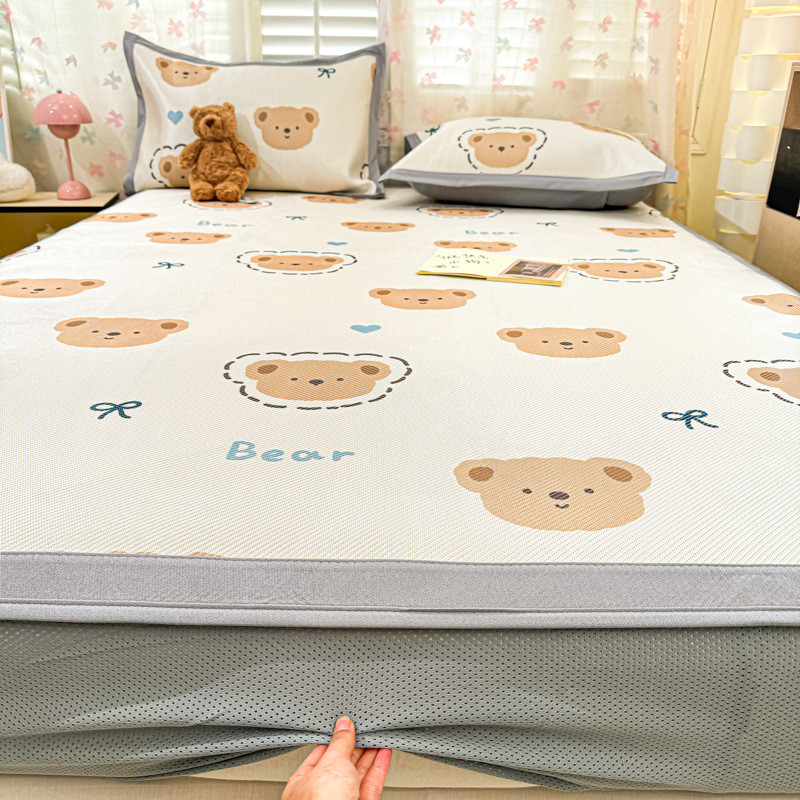 三件悦25新款小清新数码印花床笠款冰藤席 150*200cm凉席床笠款川