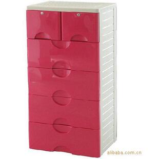 带锁整理柜五层多层收纳柜衣物收纳整理塑料组合柜6105零食收纳