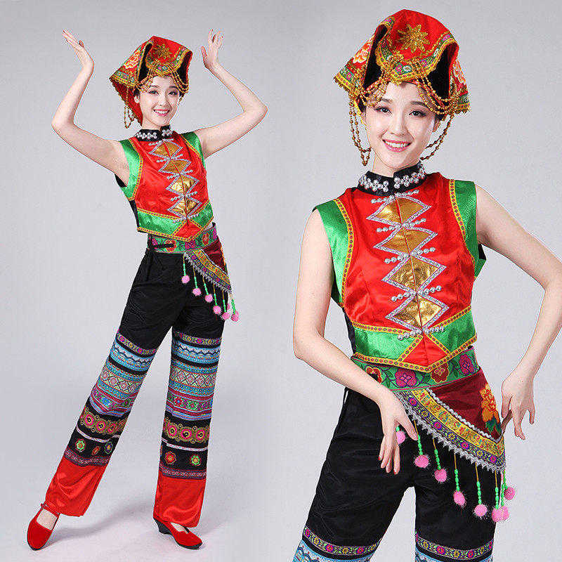 新品少数民族舞蹈服羌族彝族民族服装表演服舞台装