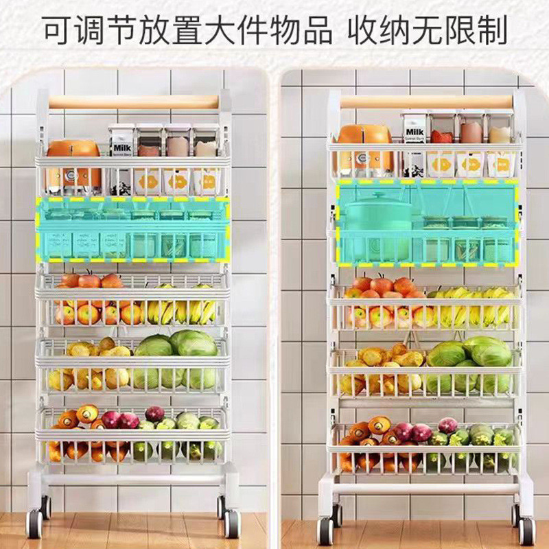 厨房蔬菜置物架家用可移动多层水果小推车收纳架零食果蔬收纳筐厂