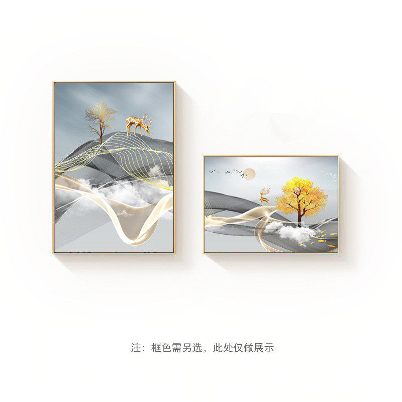 餐厅的装饰画轻奢高级感现代简约餐桌壁画墙面奶油风两联背景挂画