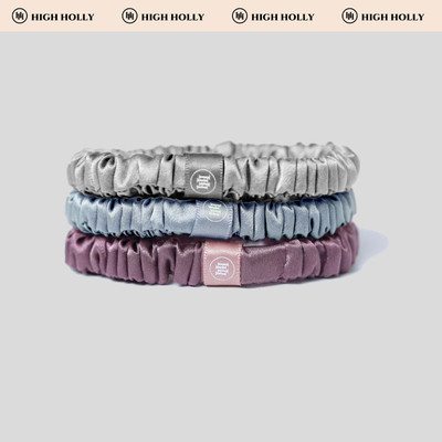 highholly真丝大肠发圈小号高级感头花22姆桑蚕丝发绳皮筋女黑色