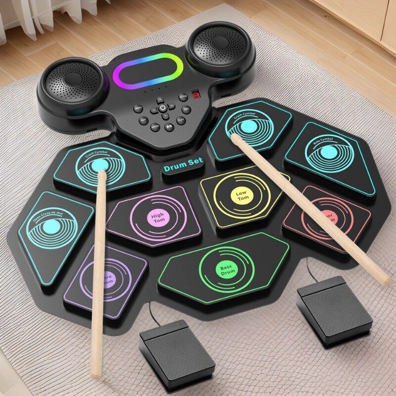 手卷鼓游戏练手便携折叠打击儿童架子鼓爵士初学者手卷电子鼓,乐器/吉他/钢琴/配件,鼓棒/鼓锤/鼓槌,淘宝优惠券,粉丝福利购,淘宝优惠卷