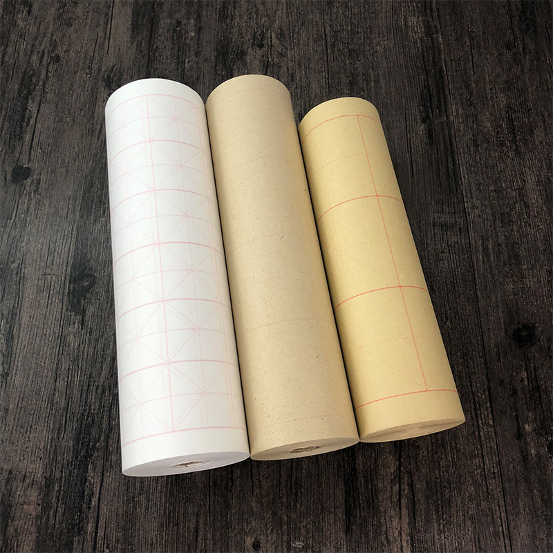 加厚米字格宣纸长卷初学者毛笔字书法练习专用百米毛边纸100米
