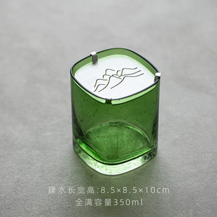 悬挂式气泡玻璃茶洗建水茶渣桶琉璃水盂茶台废水缸带盖茶滤