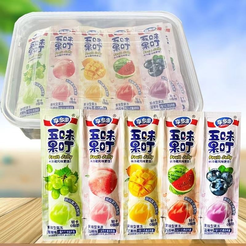 五味果町果板长条芒果西瓜白桃味果冻零食休闲办公夏季甜品