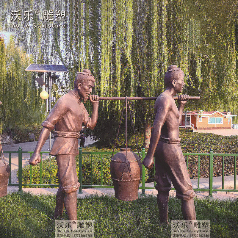 酒文化雕塑古代传统酿酒工艺流程玻璃钢仿铜人景物情主题铸铜摆件