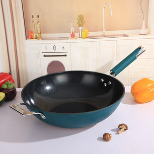 墨绿陶晶不粘锅家用烟两用锅多功能少油煎炒炒菜锅灶具通用平底锅
