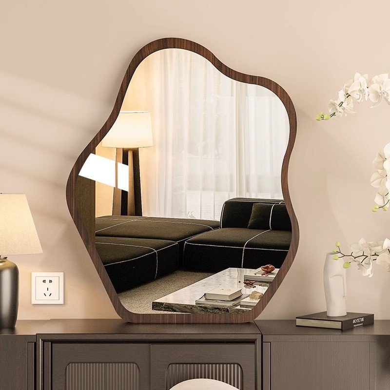 中壁挂化妆镜古风镜子主卧梳妆台镜子方形桌面装饰镜客厅玄关镜子