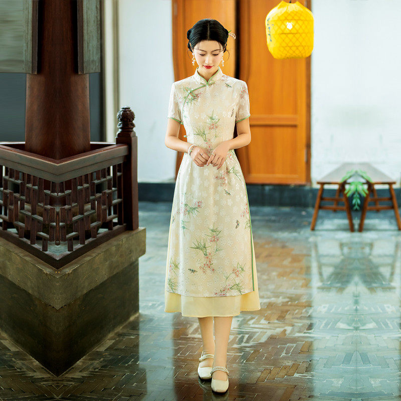 好货改良旗袍奥黛连衣裙越南礼服小个子女青年轻气质日常春夏装中
