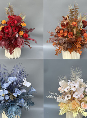 新款婚庆路引花婚礼t台舞台装饰花红色花球罗马柱迎宾花花艺