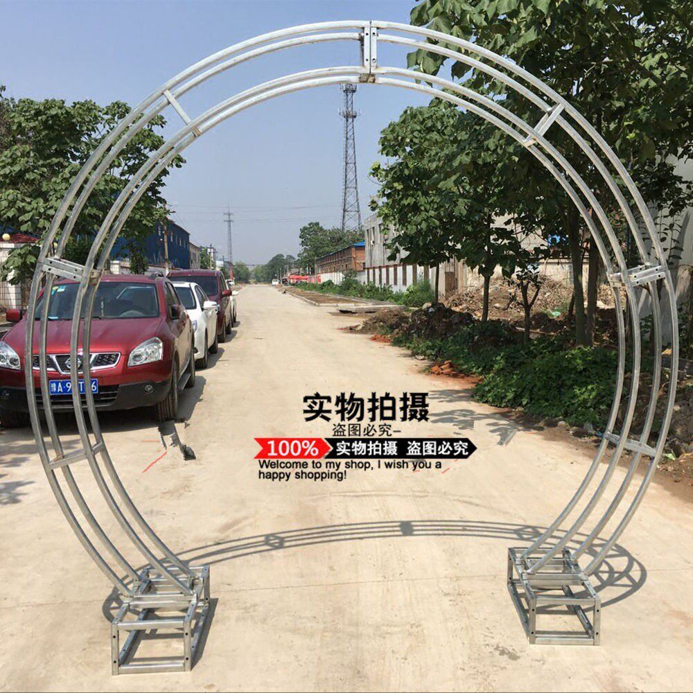 新款婚庆道具铁艺拱门心形架子背景子桁架拱门架子圆形花门架装饰