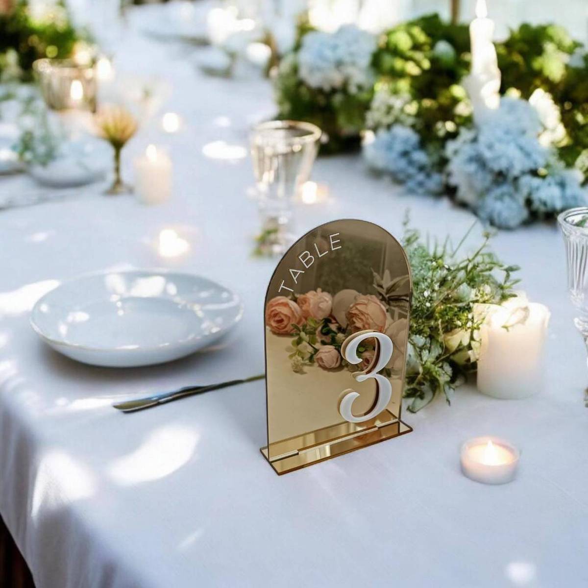 亚克力婚礼桌号牌创意桌面号码展示牌丝印亚克力婚礼桌号卡白色