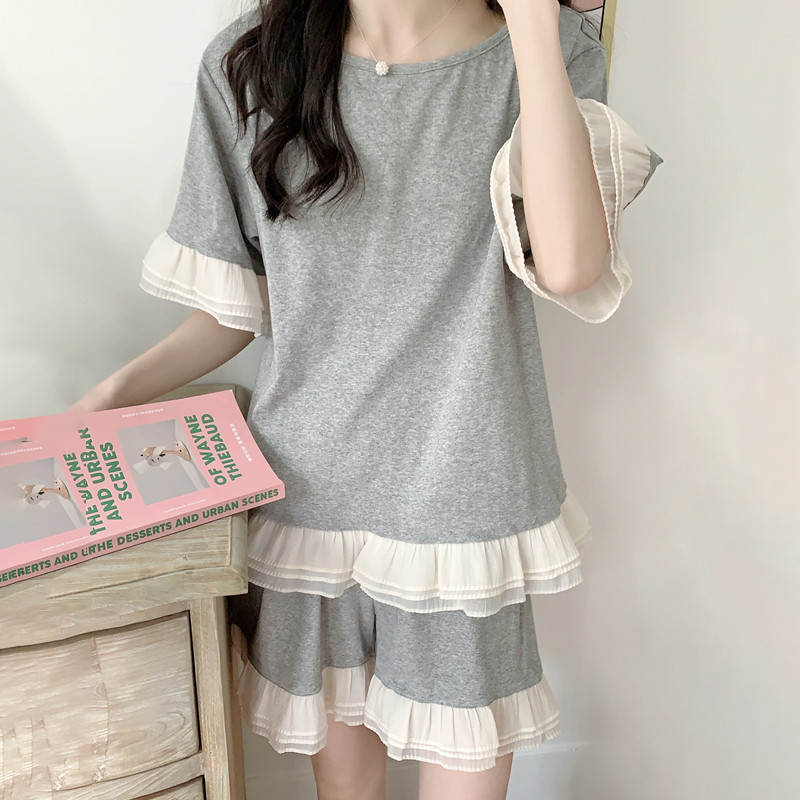 新品带胸垫2025新款夏季睡衣女士纯棉布料100全棉短袖夏天家居服
