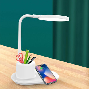 手机无线充电笔筒台灯办公智能充电学习桌面台灯多功能笔筒台灯