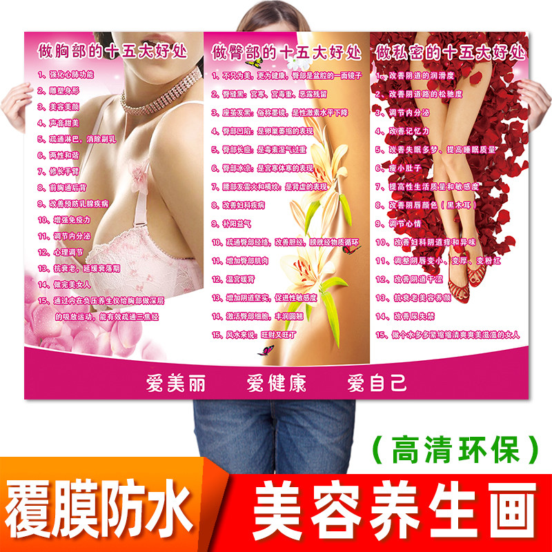 养生馆美容院丰胸中医美体海报臀部私密处胸部保养的功效好处挂图