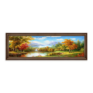 客厅壁画主卧 饰画山水画欧式 聚宝盆床头卧室挂画美式 高级感房间装