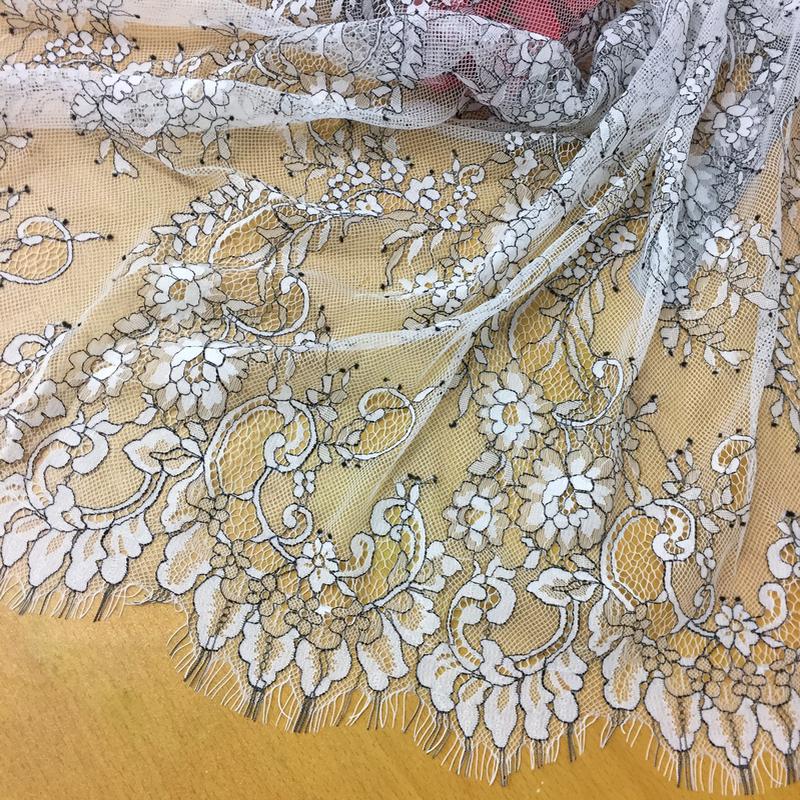 蕾丝大睫毛面料黑纱点点轻薄网镂空时尚服装服饰手工DIY花边布