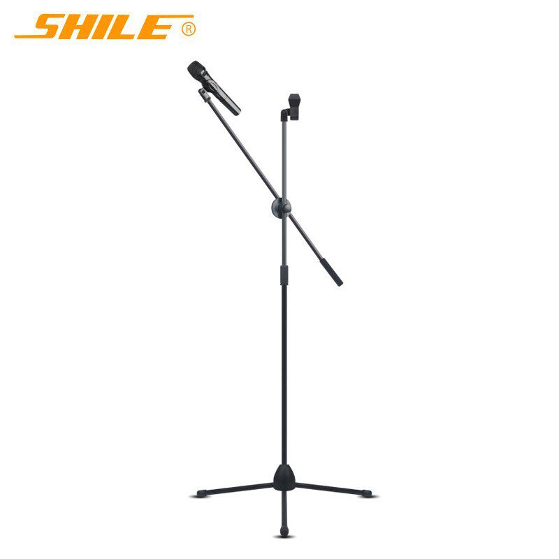 狮乐手持麦克风话筒架专业演唱落地升降伸缩三脚架演讲话筒支架
