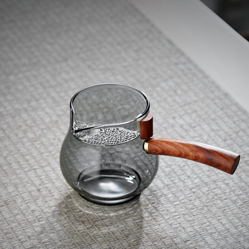 高硼硅玻璃茶海公道杯 茶漏套装功夫茶具茶水分离 侧把玻璃公道杯