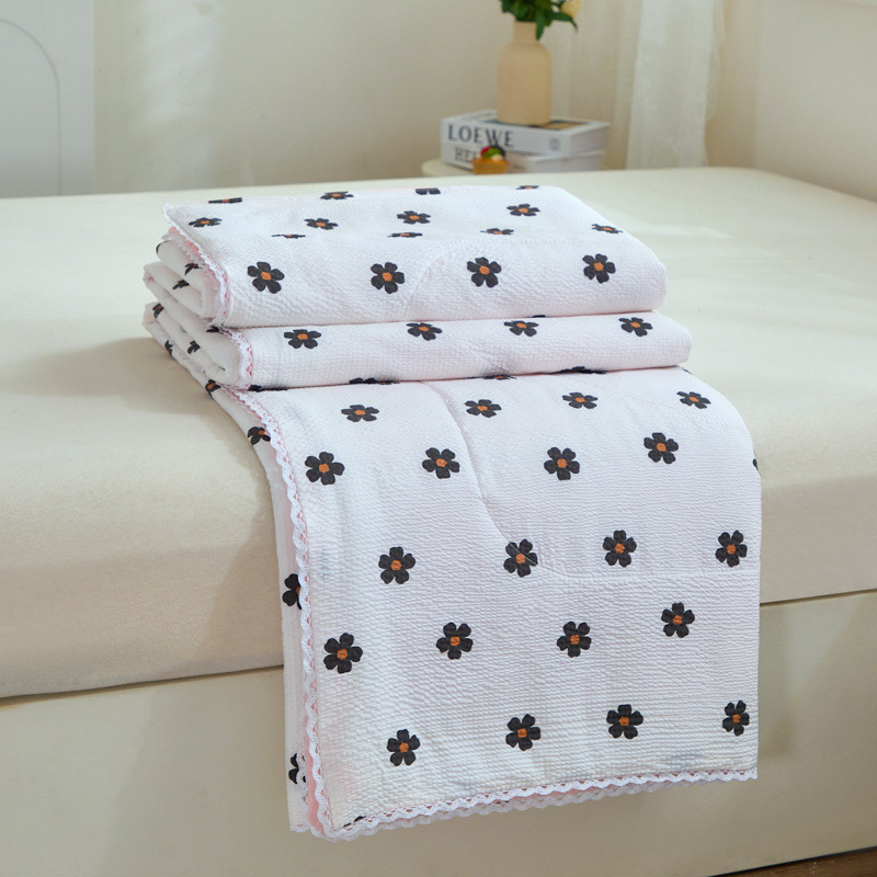 水洗棉棉皱皱柔软花边夏被子超纱小清新空调被全棉双层纱被芯批发