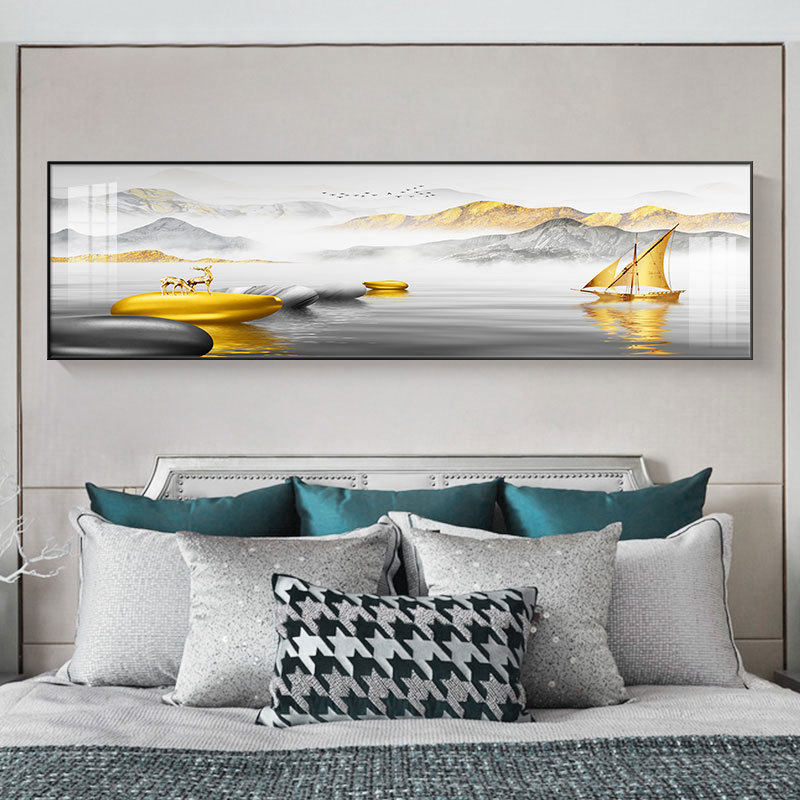 石卧室床头装饰画运转来轻奢主卧背景墙客现代简约房间壁画厅挂画