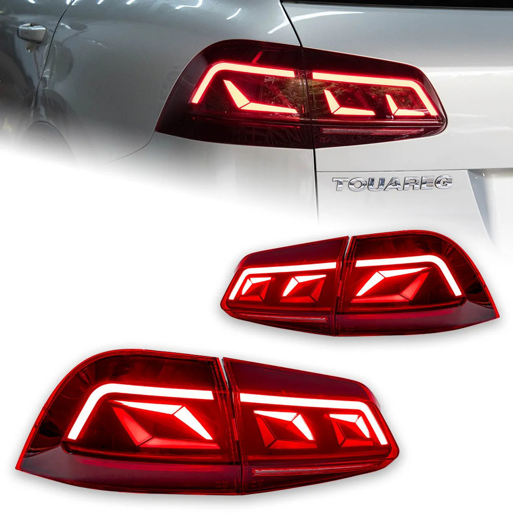 专用于11-18款大众途锐尾灯总成老款改新款LED流水转向刹车升级