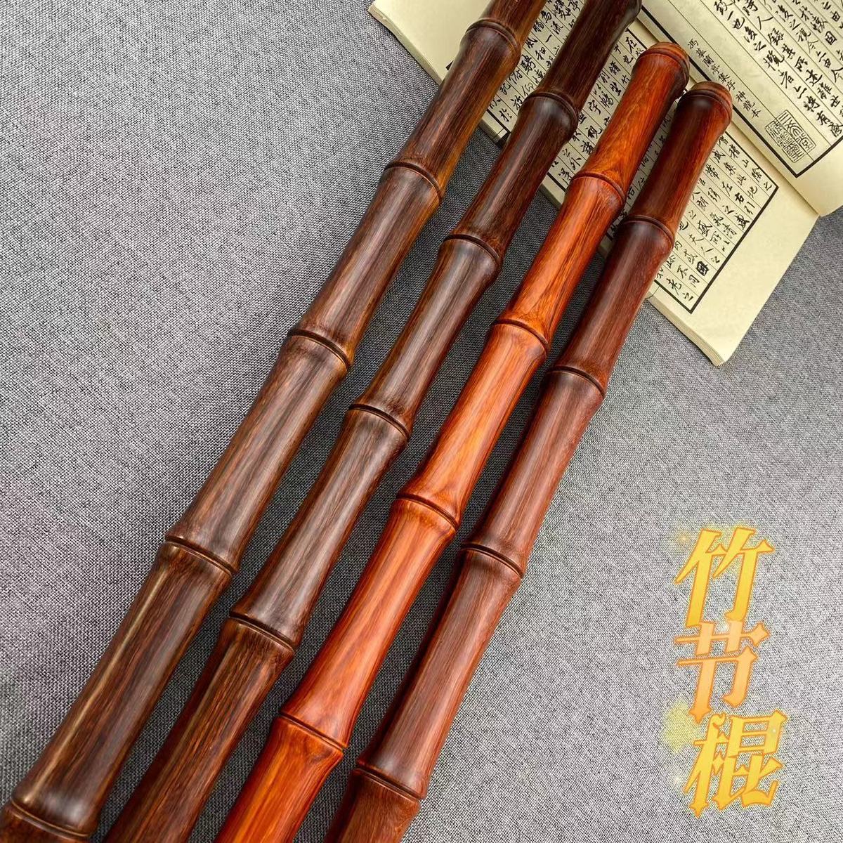 犀牛角紫檀竹节棍健身棍武术棍把玩棍鞭杆圆棍