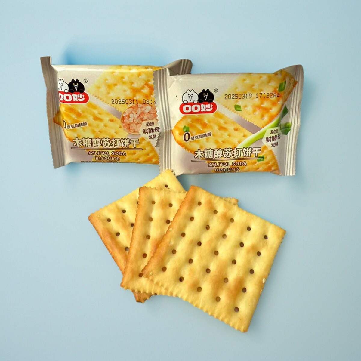口口妙木糖醇苏打饼干无蔗糖食品休闲零食办公零食包邮3斤装整箱