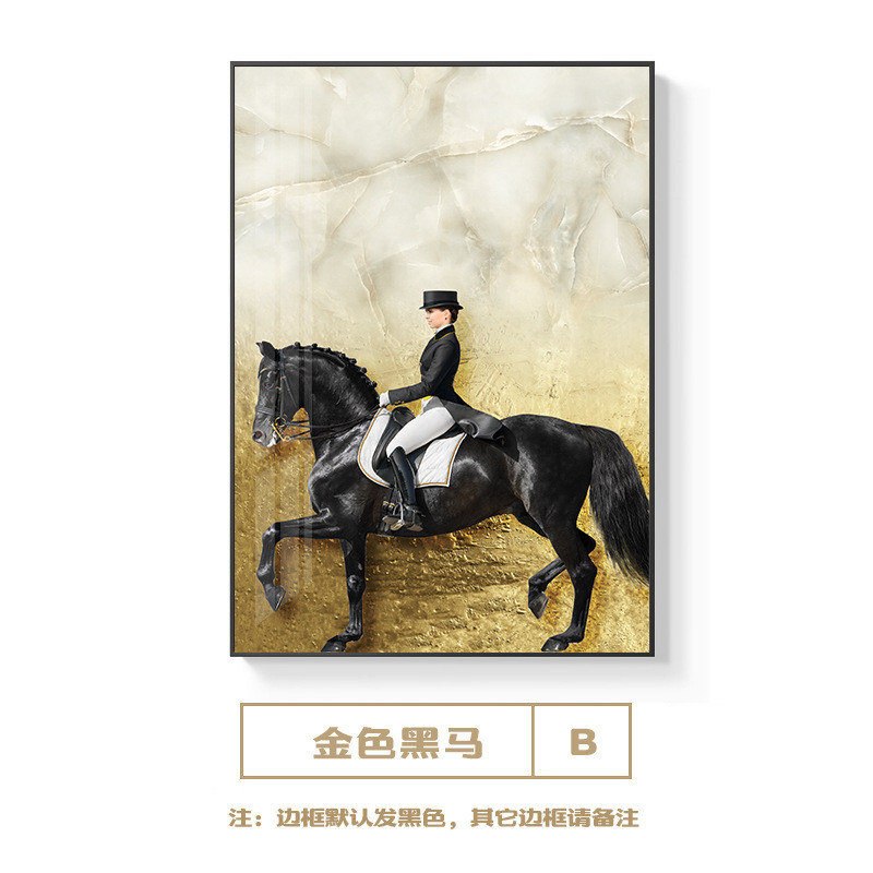 现代走廊骑士客厅装饰画酒店大厅大气人物轻奢挂画玄关过道墙画图片