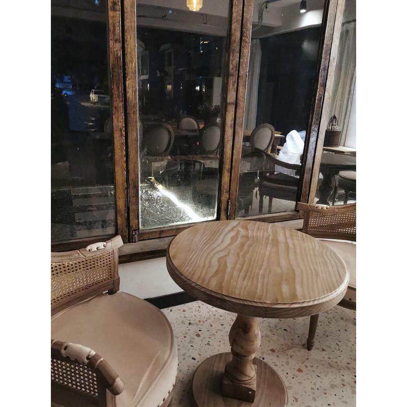 复古实木桌小圆桌茶几方形餐桌椅方桌咖啡桌餐桌椅西餐厅餐桌