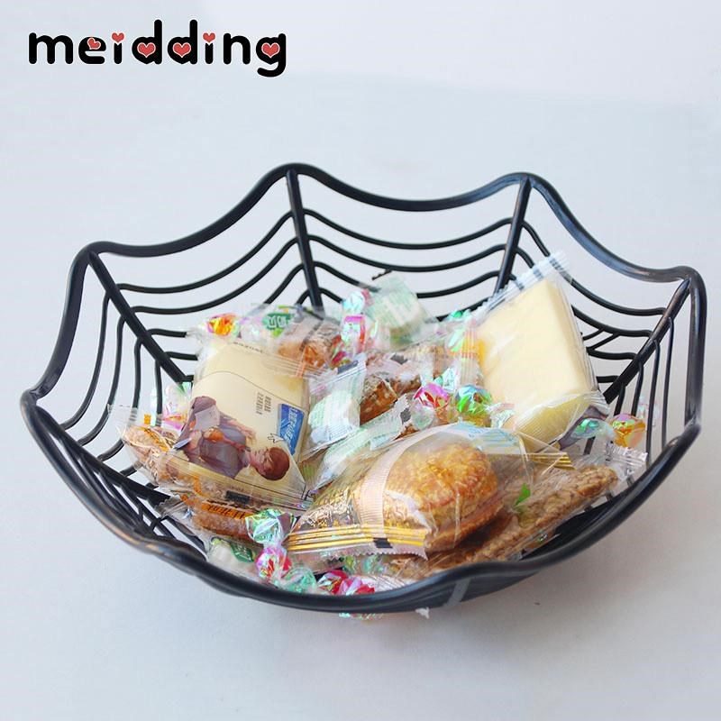 Halloween Decoratnion Black Spider Web Bowl Fruit Plate Cand