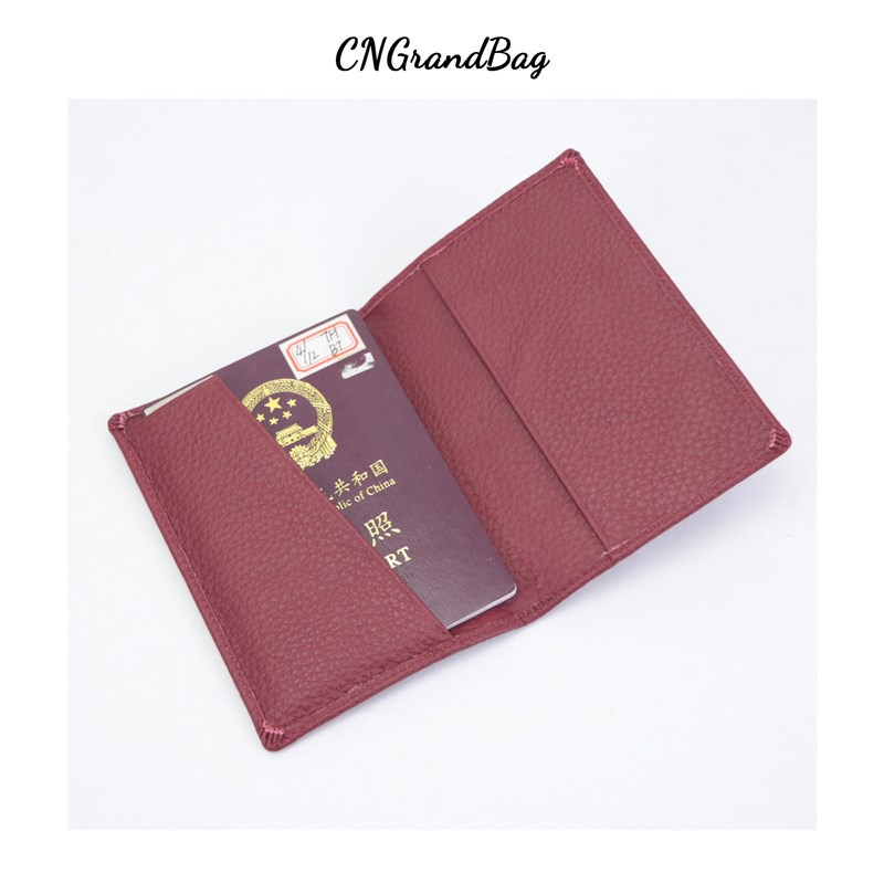 Personalization Poassport Holder Cow Leather Pebble Passport