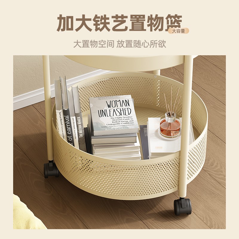 奶油风可移动边几客厅玻璃小推车网红简约小茶几小户型卧室床边桌