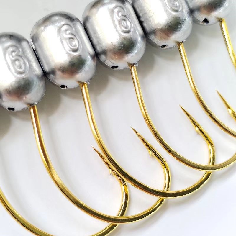 路亚金8003铅头钩细钩条泥鳅活饵钩防挂底软虫翘嘴鳜鱼2-15克