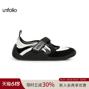 unfolio经典拼色玛丽珍鞋平底休闲鞋魔术贴松紧带调节运动鞋女
