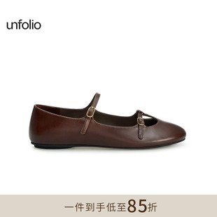 unfolio26SS复古圆头镂空法式玛丽珍鞋双扣平底单鞋子夏季女款