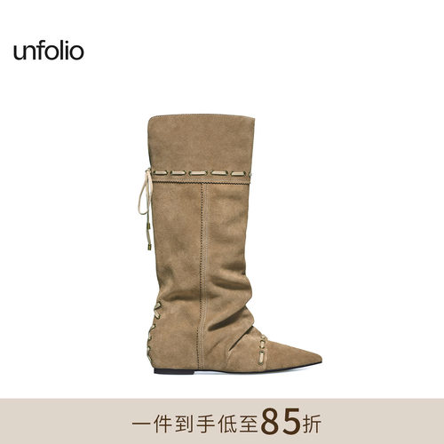 unfolio堆叠感及膝靴可折叠两穿