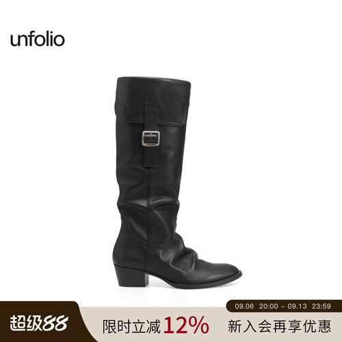 unfolio搭扣长筒西部靴