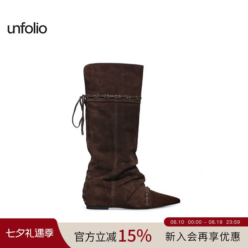 unfolio堆叠感及膝靴可折叠两穿