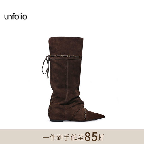 unfolio堆叠感及膝靴可折叠两穿