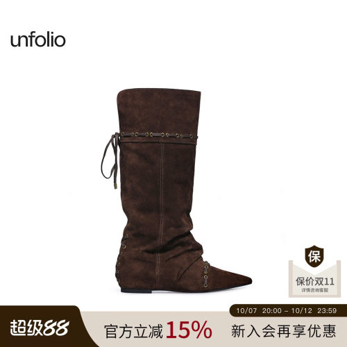 unfolio堆叠感及膝靴可折叠两穿
