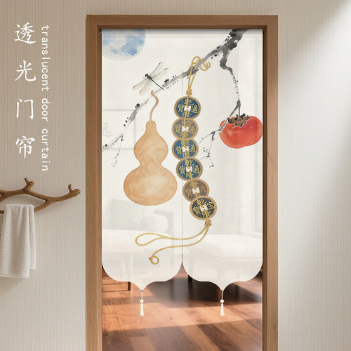 新中式禅意运财风水门帘可定制