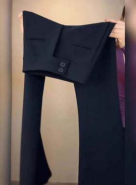 黑色西装微喇叭裤女春秋2025新款小个子马蹄裤高腰显瘦裤垂感裤子